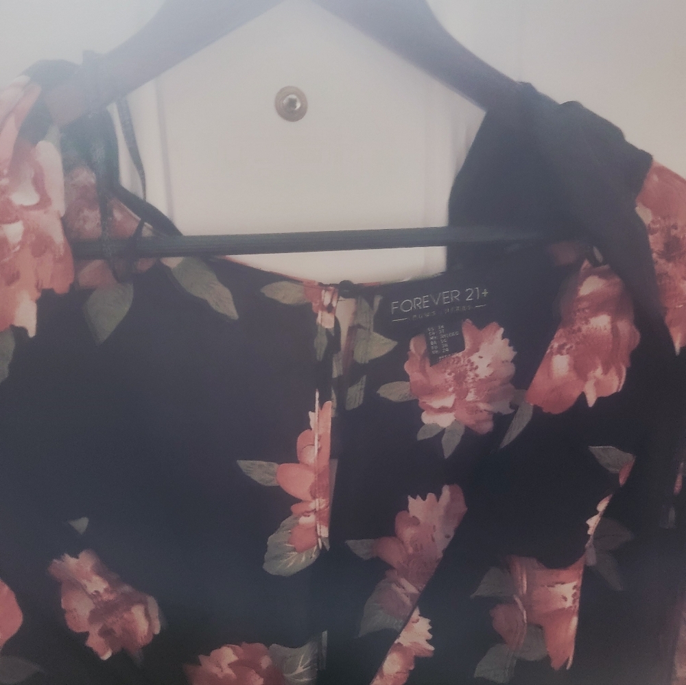 Forever 21 Black Romper with Pink Floral Pattern - Picture 2 of 4